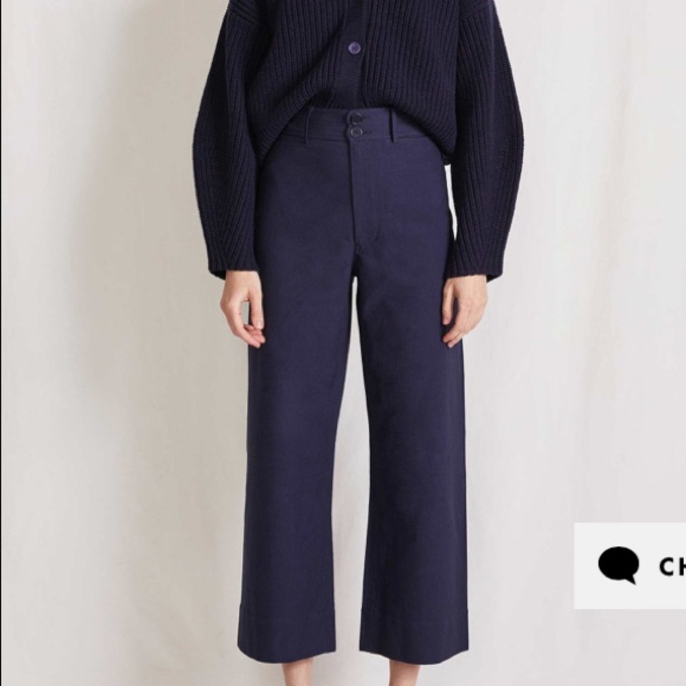 Apiece Apart Navy Wide-Leg Cropped Pants